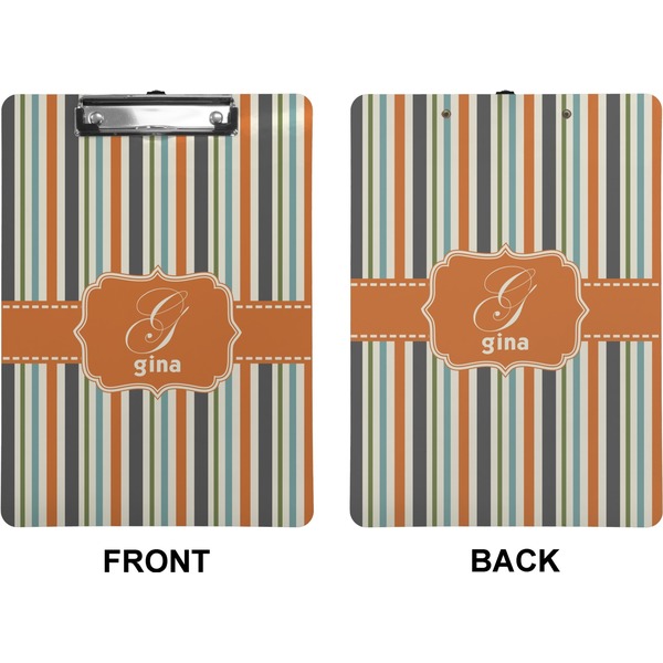 Orange & Blue Stripes Clipboard (Letter) (Front + Back)