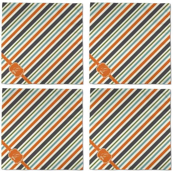 Orange & Blue Stripes Cloth Napkins - Personalized Dinner (APPROVAL) Set of 4