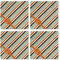 Orange & Blue Stripes Cloth Napkins - Personalized Lunch (APPROVAL) Set of 4