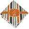 Orange & Blue Stripes Cloth Napkins - Personalized Lunch (Folded Four Corners)