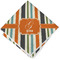 Orange & Blue Stripes Cloth Napkin w/ Name and Initial