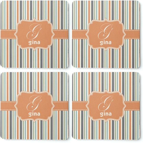 Orange & Blue Stripes Coaster Rubber Back - Apvl