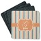 Orange & Blue Stripes Square Rubber Backed Coasters - Set of 4 (Personalized)