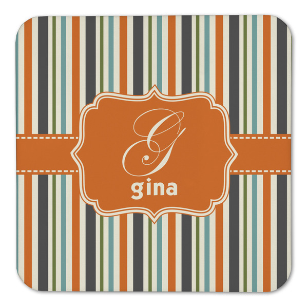 Orange & Blue Stripes Coaster Set - FRONT (one)