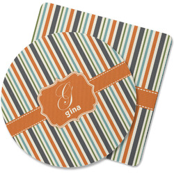 Orange & Blue Stripes Rubber Backed Coaster (Personalized)