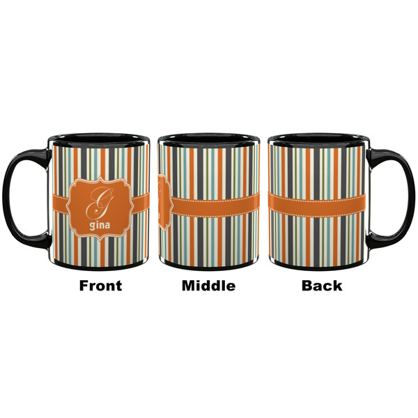 Orange & Blue Stripes Coffee Mug - 11 oz - Black APPROVAL