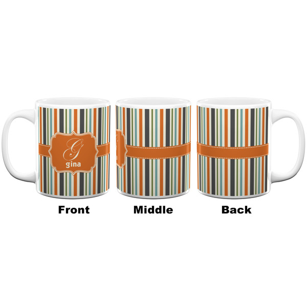 Orange & Blue Stripes Coffee Mug - 11 oz - White APPROVAL