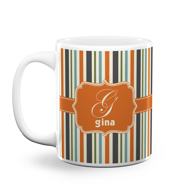 Custom Orange & Blue Stripes Coffee Mug (Personalized)