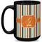 Orange & Blue Stripes Coffee Mug - 15 oz - Black Full