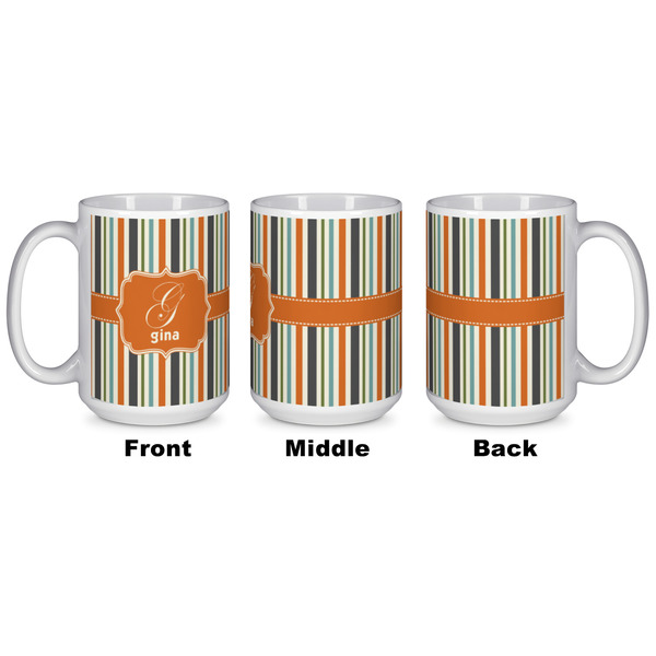 Orange & Blue Stripes Coffee Mug - 15 oz - White APPROVAL