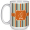 Orange & Blue Stripes 15 Oz Coffee Mug - White (Personalized)