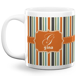 Orange & Blue Stripes 20 Oz Coffee Mug - White (Personalized)