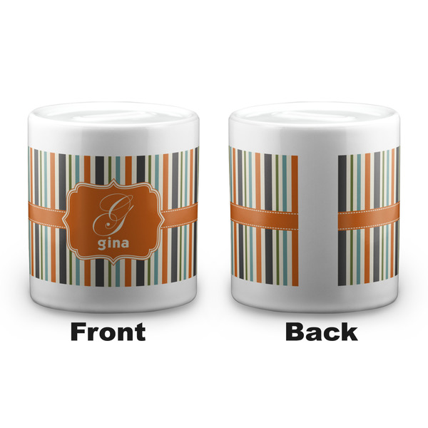 Orange & Blue Stripes Coin Bank - Apvl