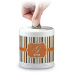 Orange & Blue Stripes Coin Bank (Personalized)