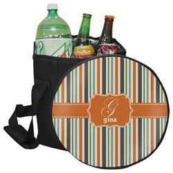 Orange & Blue Stripes Collapsible Cooler & Seat (Personalized)