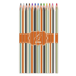 Orange & Blue Stripes Colored Pencils (Personalized)
