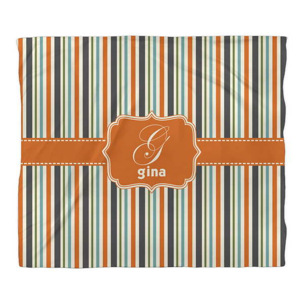 Orange & Blue Stripes Comforter - King - Front