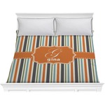 Orange & Blue Stripes Comforter - King (Personalized)