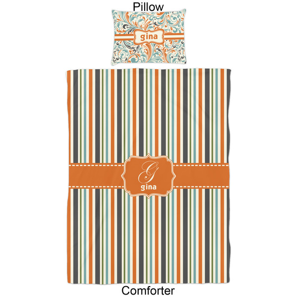 Orange & Blue Stripes Comforter Set - Twin - Approval