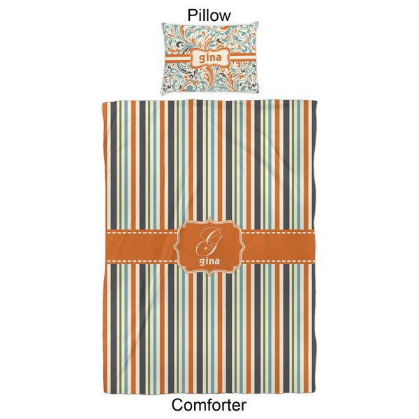 Orange & Blue Stripes Comforter Set - Twin XL - Approval