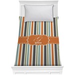Orange & Blue Stripes Comforter - Twin (Personalized)