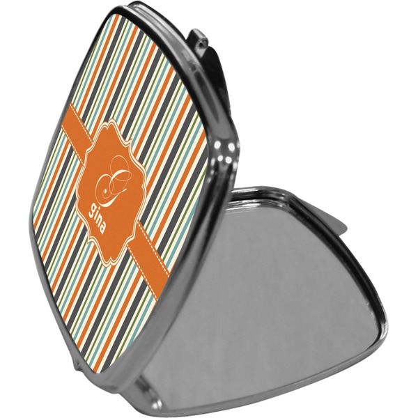 Orange & Blue Stripes Compact Mirror (Side View)