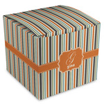 Orange & Blue Stripes Cube Favor Gift Boxes (Personalized)