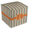 Orange & Blue Stripes Cube Favor Gift Box - Front/Main