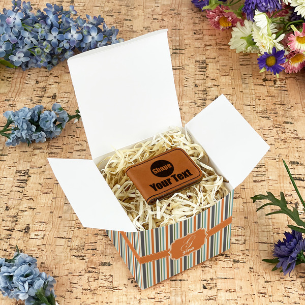 Orange & Blue Stripes Cubic Gift Box - In Context