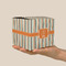 Orange & Blue Stripes Cube Favor Gift Box - On Hand - Scale View