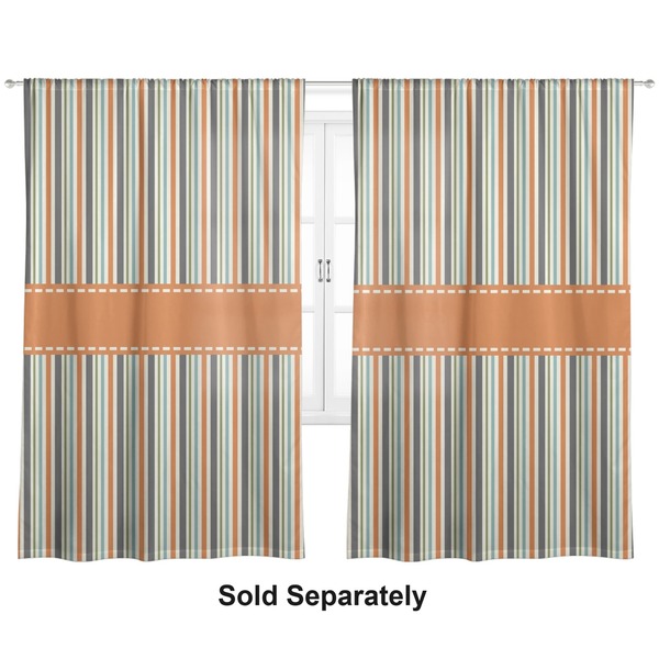 Custom Orange & Blue Stripes Curtain Panel - Custom Size