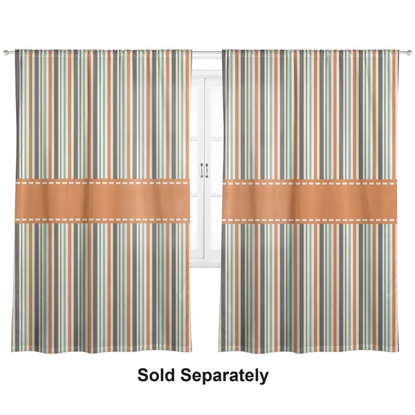 Orange & Blue Stripes Curtain 112x80 Unlined