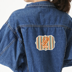 Orange & Blue Stripes Twill Iron On Patch - Custom Shape - X-Large (Personalized)