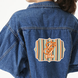 Orange & Blue Stripes Twill Iron On Patch - Custom Shape - 2XL - Set of 4 (Personalized)