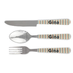 Orange & Blue Stripes Cutlery Set (Personalized)
