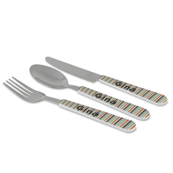 Orange & Blue Stripes Cutlery Set - MAIN