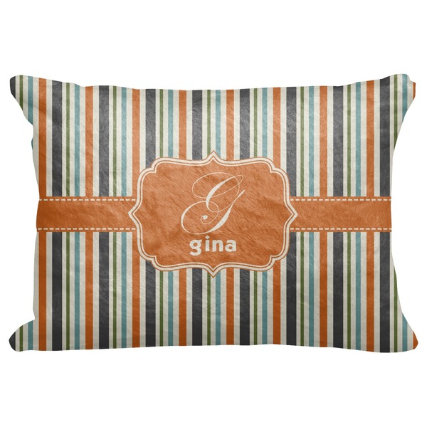 Custom Orange & Blue Stripes Decorative Baby Pillowcase - 16"x12" (Personalized)