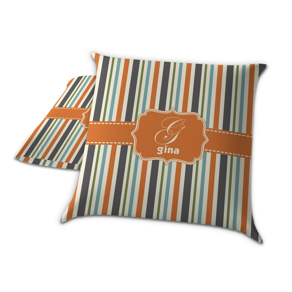Orange & Blue Stripes Decorative Pillow Case - TWO