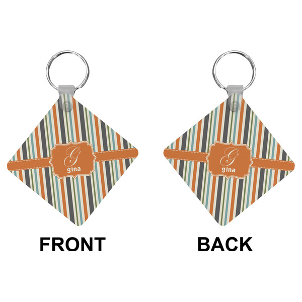 Orange & Blue Stripes Diamond Keychain (Front + Back)
