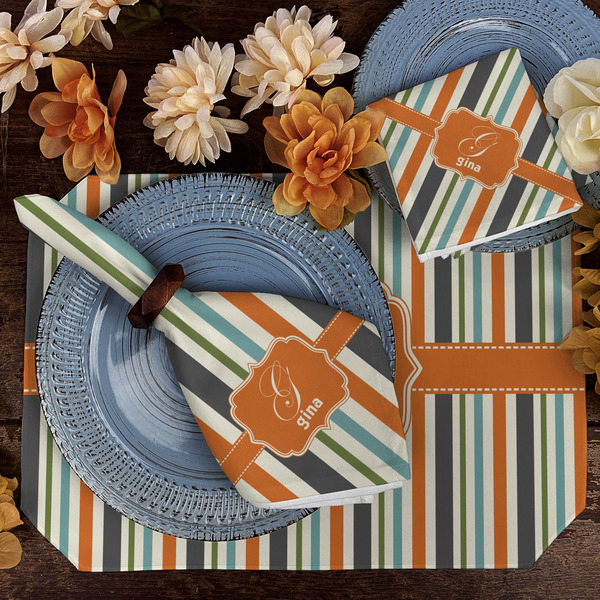 Orange & Blue Stripes Dining Set