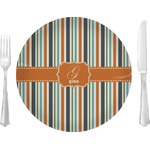 Orange & Blue Stripes Glass Lunch / Dinner Plate 10" (Personalized)