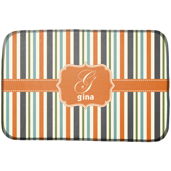 Custom Orange & Blue Stripes Dish Drying Mat (Personalized)