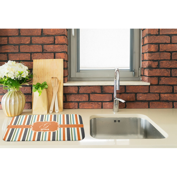 Orange & Blue Stripes Dish Drying Mat - LIFESTYLE 2