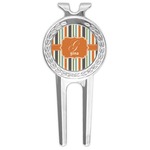 Orange & Blue Stripes Golf Divot Tool & Ball Marker (Personalized)