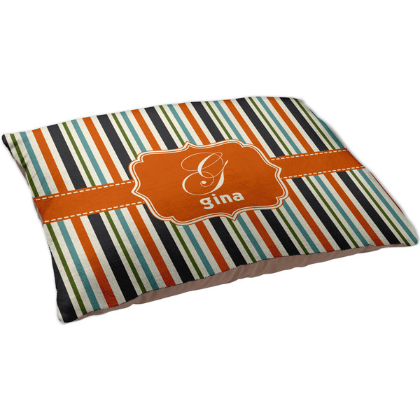 Orange & Blue Stripes Dog Bed - Large