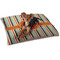 Orange & Blue Stripes Dog Bed - Small LIFESTYLE