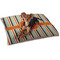 Orange & Blue Stripes Dog Bed - Small w/ Name and Initial