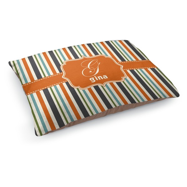 Custom Orange & Blue Stripes Dog Bed - Medium w/ Name and Initial