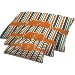 Orange & Blue Stripes Dog Bed w/ Name and Initial