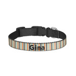 Orange & Blue Stripes Dog Collar - Large (Personalized)
